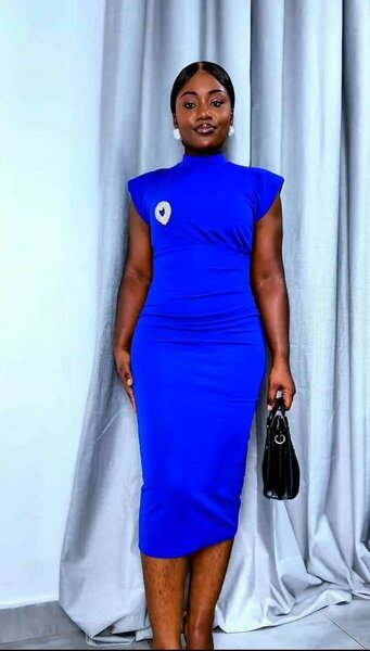 Elegant Blue Ruched Dress