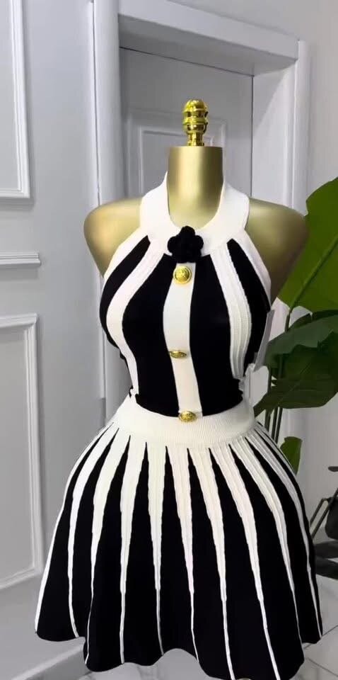 Robe Élégante Rayée Femme