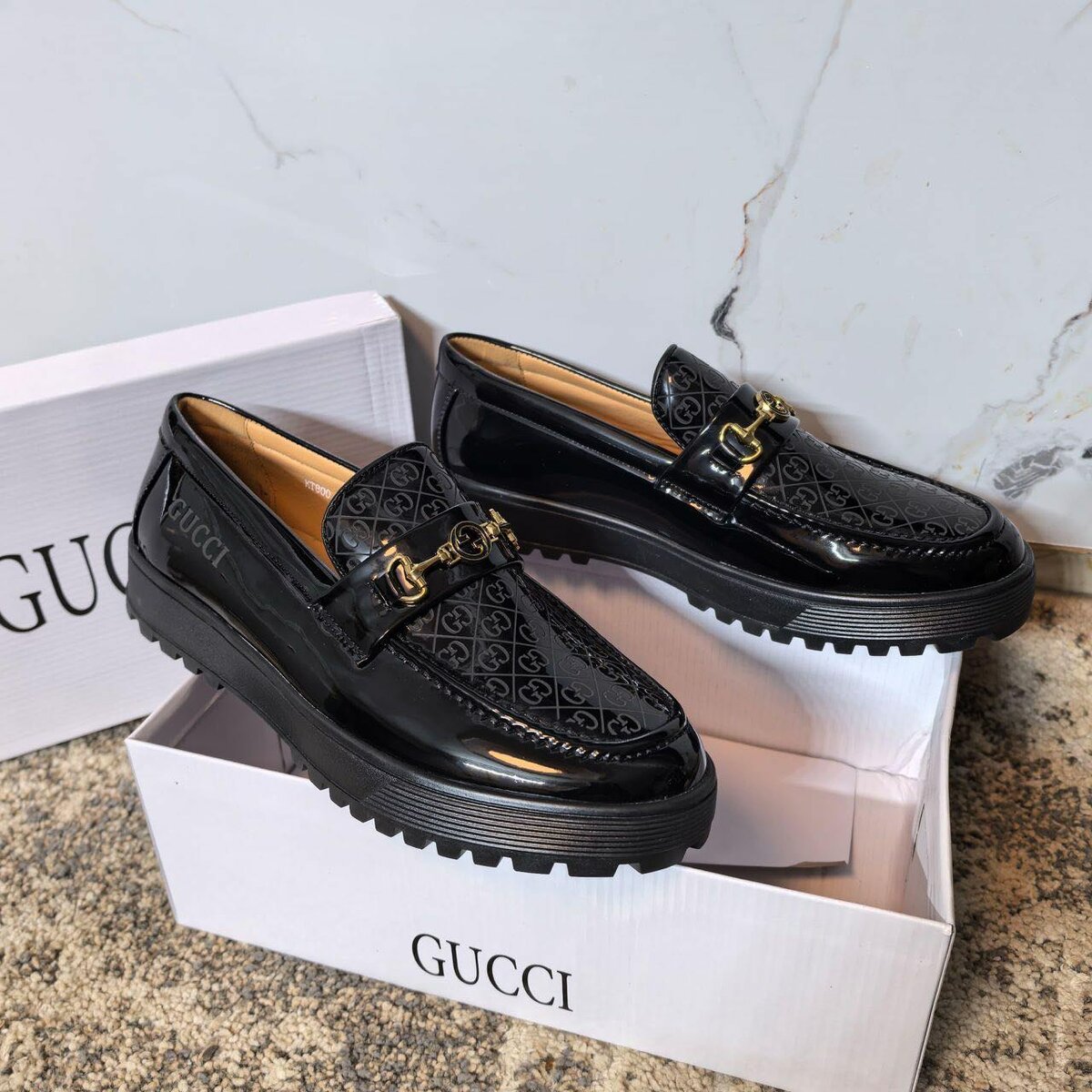 Mocassins en cuir Gucci noir