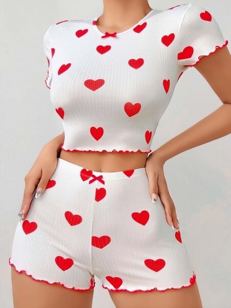 Pyjama court cœur femme