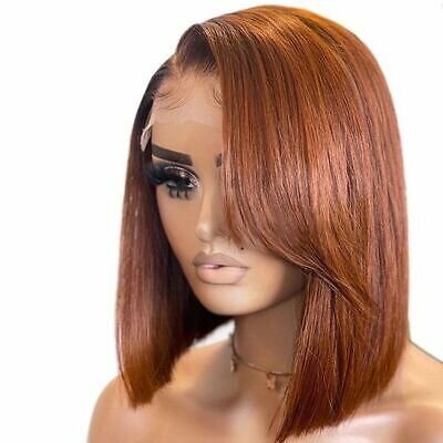 African Orange Straight Short Soft Wear Wigs 4×4 Lace Front