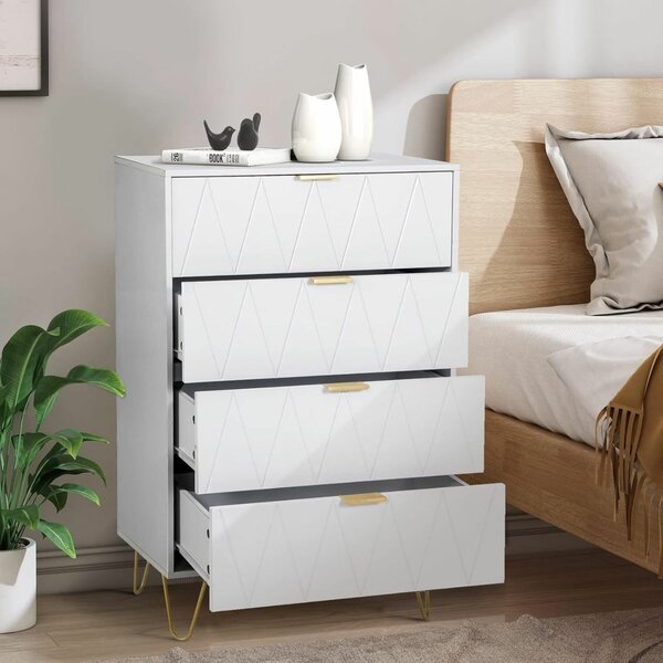 Embossed Loft Studio 4 Drawer Chest Rose Gold Finish leg