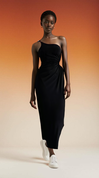 Robe Élégante Asymétrique Noire