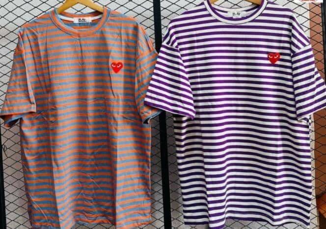 T-shirts à rayures cœur