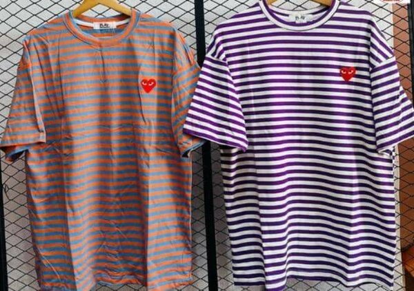 T-shirts à rayures cœur