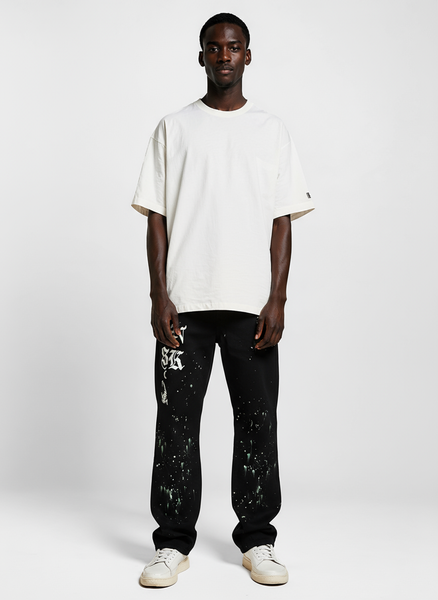 Pantalon noir motif streetwear