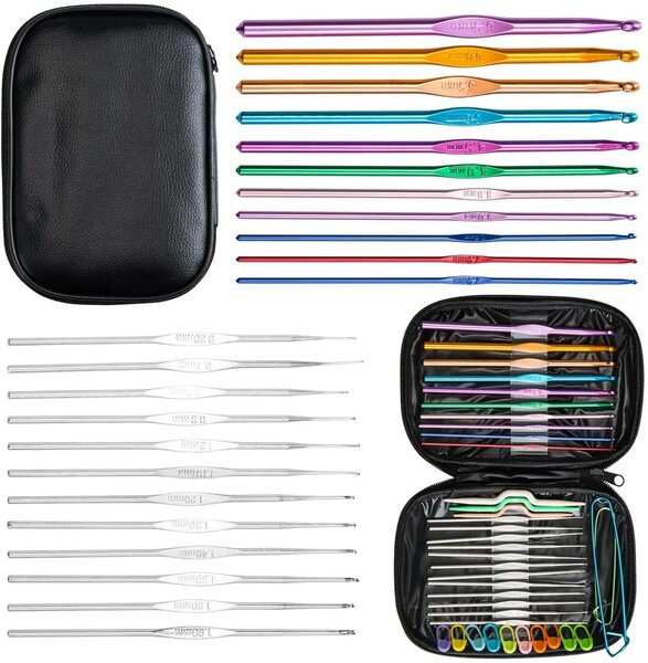100pcs Tool Set Aluminum Crochet Hooks Needles Knit Weave Cr