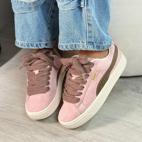 Baskets roses en daim femme