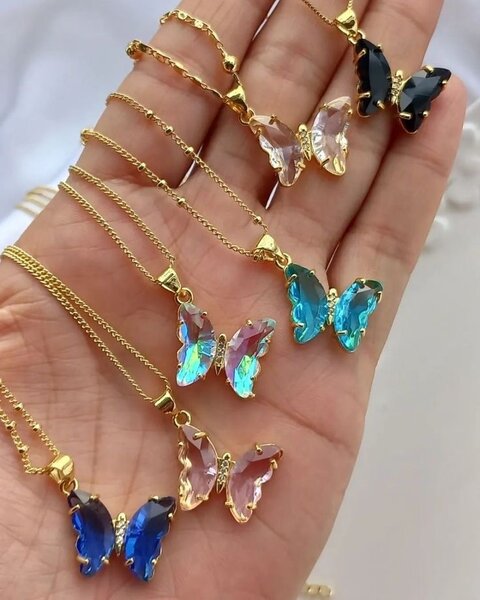 Colliers Papillon Cristal Élégants