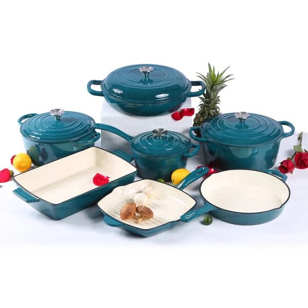 7pcs Enamel Cast Iron