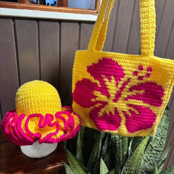 Sac et Chapeau Crochet Fleur