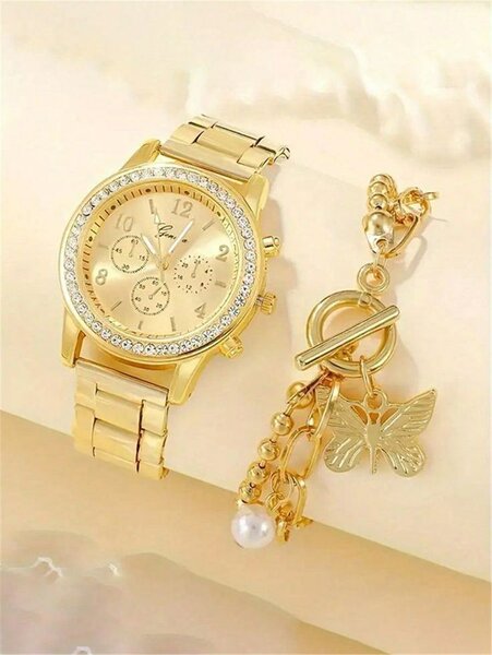 Montre dorée élégante femmes