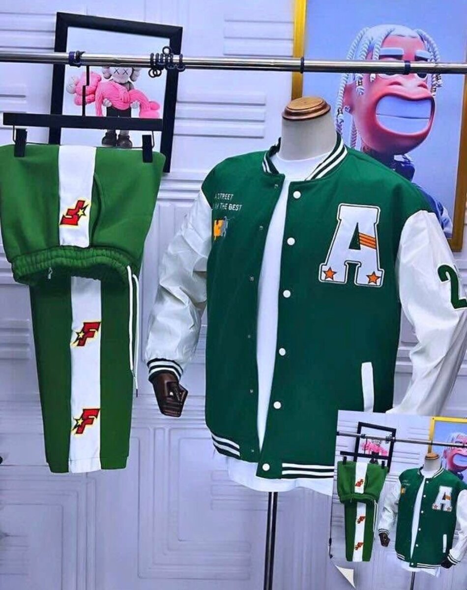 Veste universitaire verte pour homme