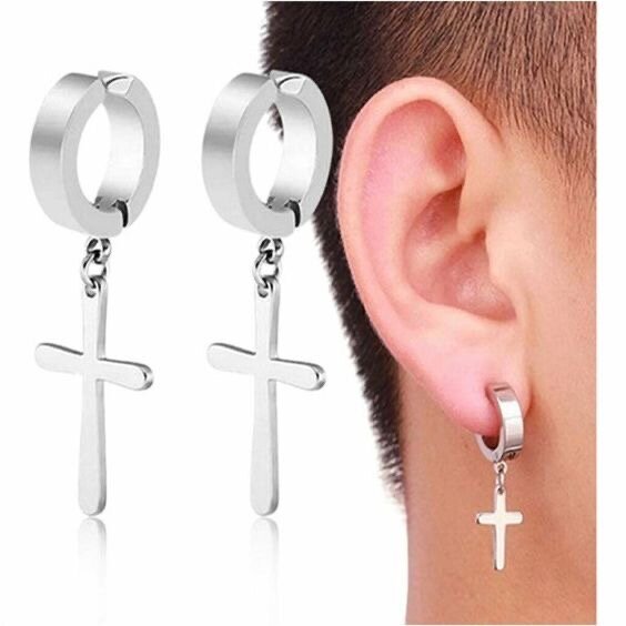 Boucles d'oreilles croix en acier