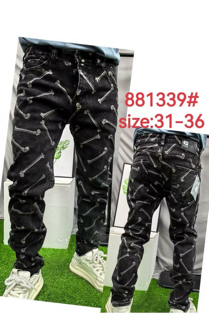 Jeans noirs motifs stylisés