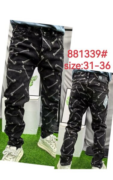 Jeans noirs motifs stylisés