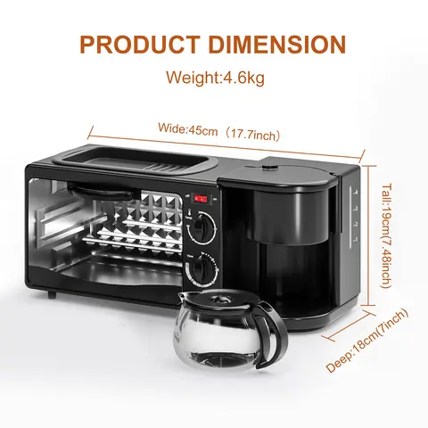 3-in-1 Breakfast Maker Station with Non-Stick Frying Pan