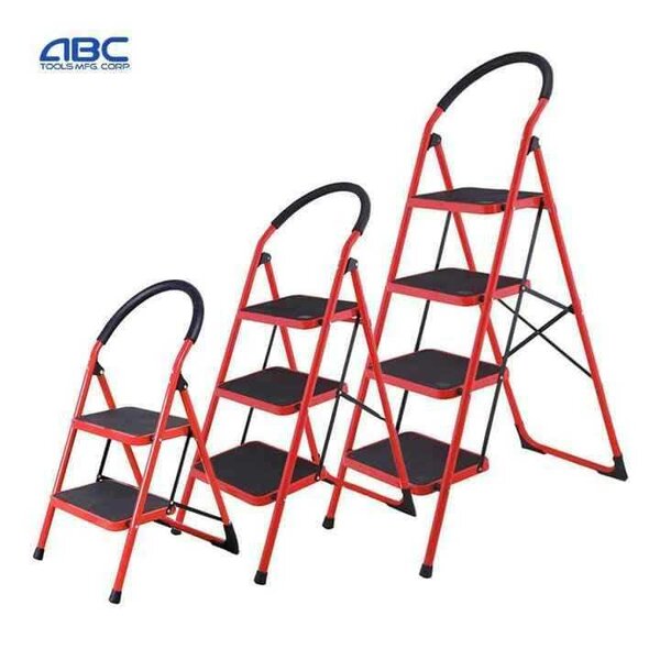 Escabeaux pliable de 3 marches Rouge et Noir