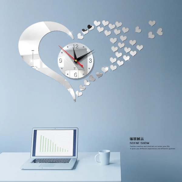 Horloge murale design en cœur