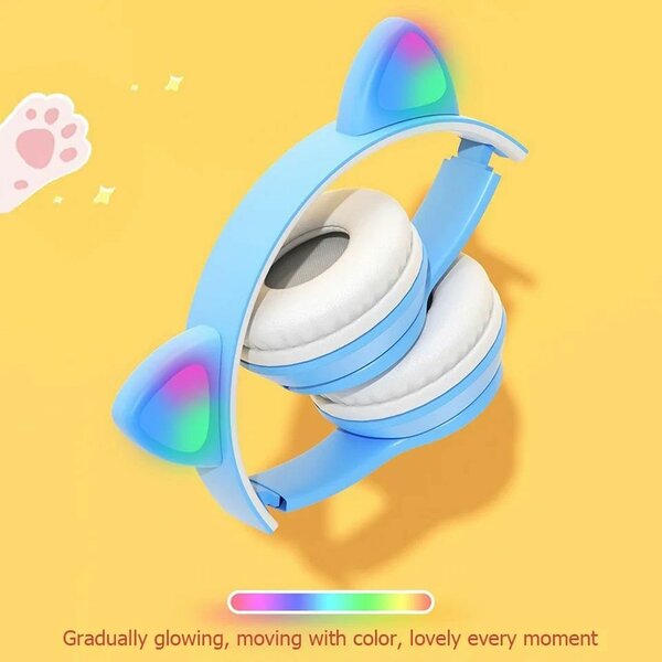 Casque bluetooth enfant p47m, casque fille & garçon Chat