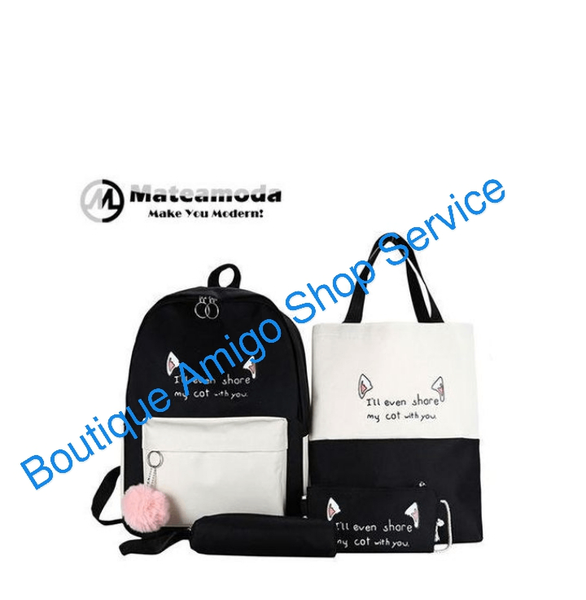 Ensemble sac à dos chat 4 en 1