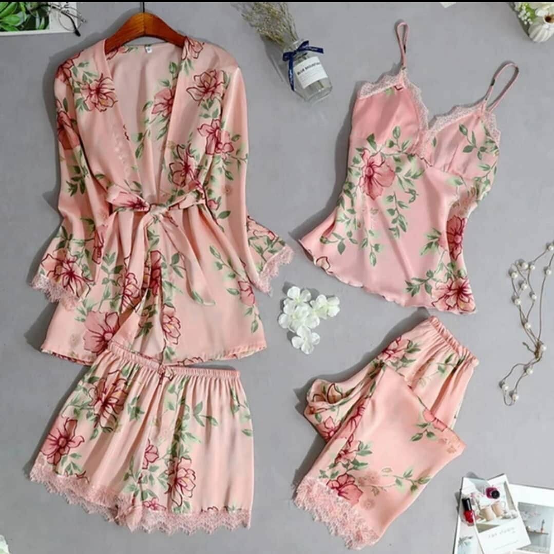 Ensemble de Pyjama Satin Floral