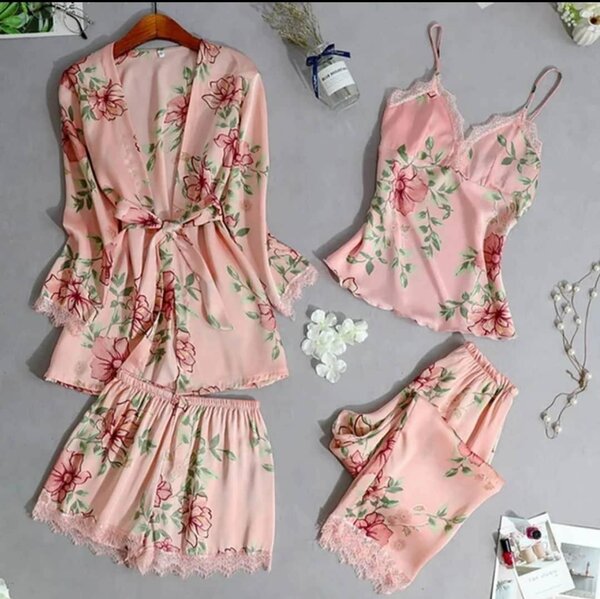 Ensemble de Pyjama Satin Floral