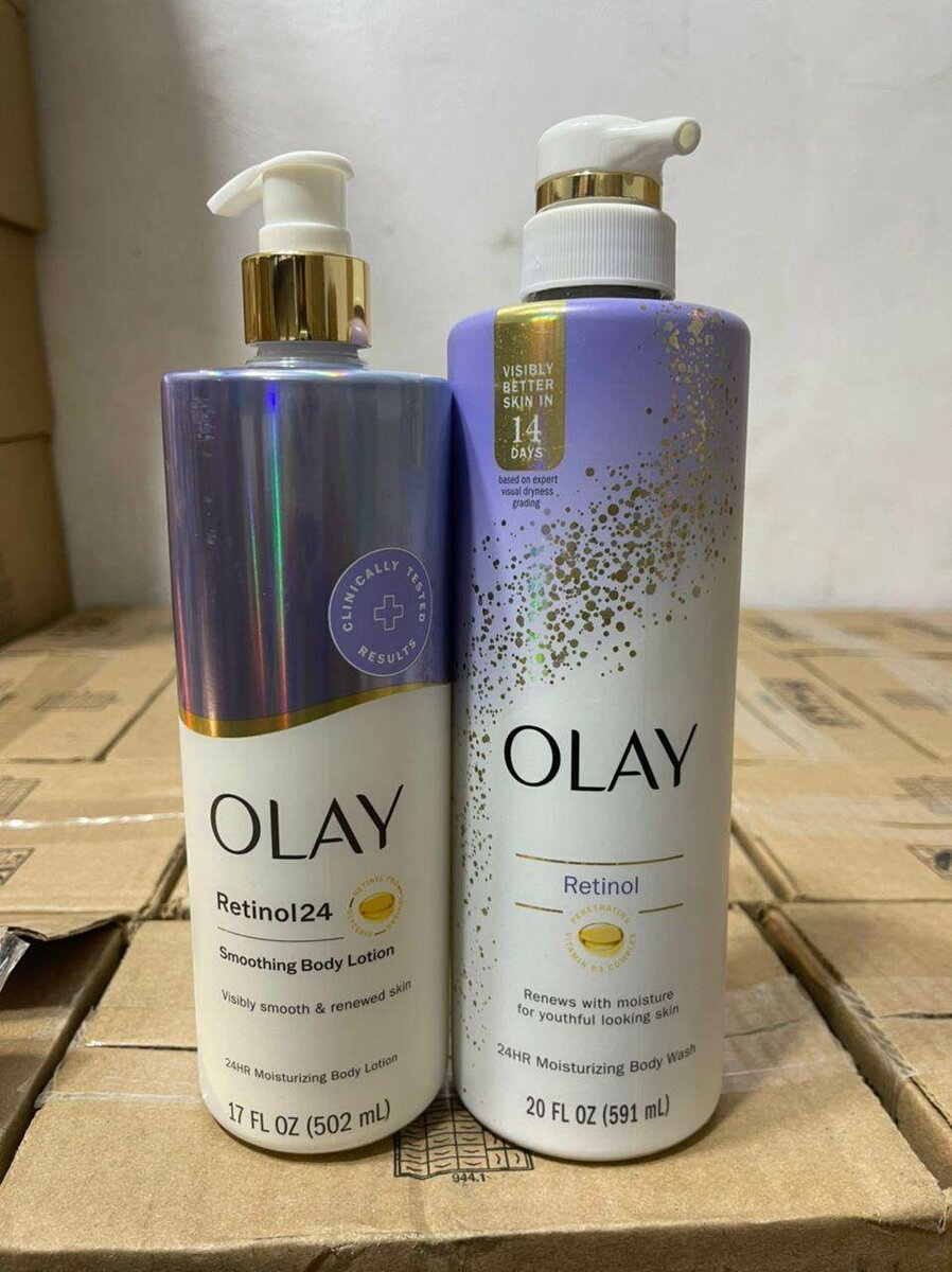 Olay Retinol body wash and lotion