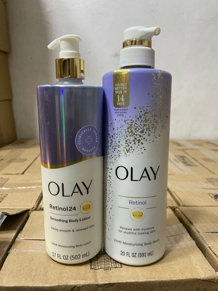 Olay Retinol body wash and lotion