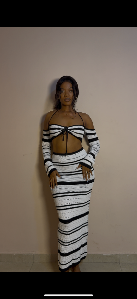 Robe longue rayée élégante