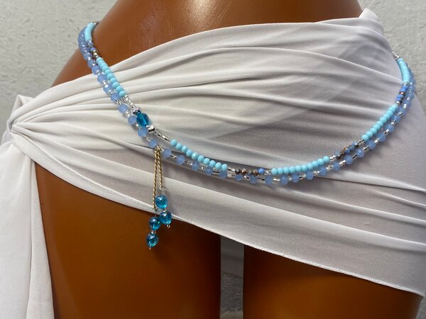Blue Beaded Waist Chain
