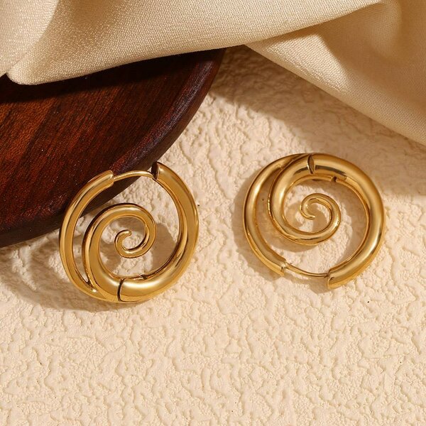 Boucles d'oreilles spirales dorées