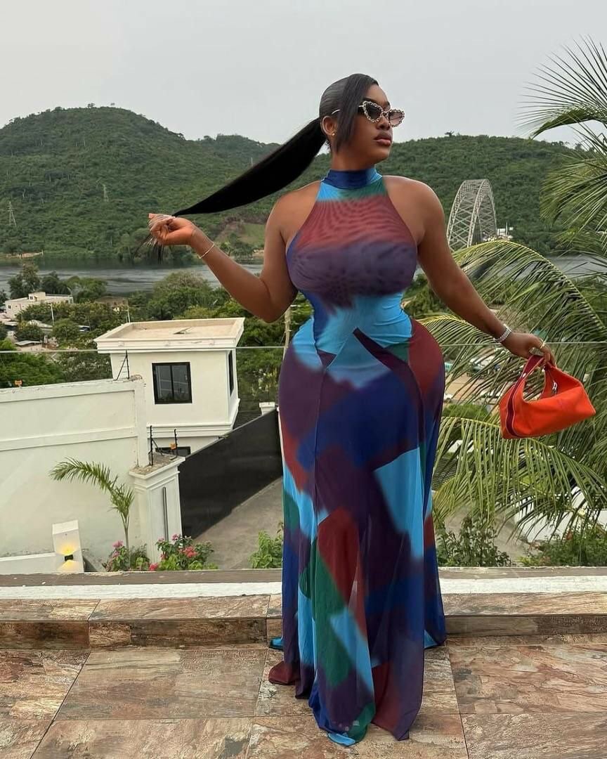 Robe longue élégante multicolore