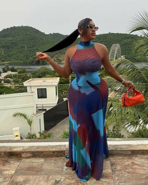 Robe longue élégante multicolore