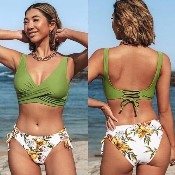 Bikini taille haute floral
