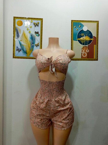 Combishort fleuri été femme