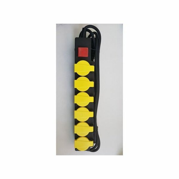Rallonge Multiprise Parafoudre Qualité Supérieure - 6 Ports - Jaune Noir