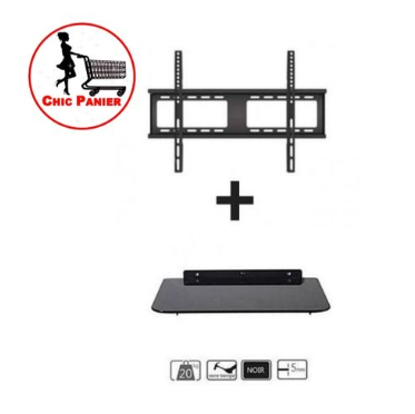 Support Mural Fixe Pour TV - 26 à 63 Pouces + Support Mural DVD/Décodeur