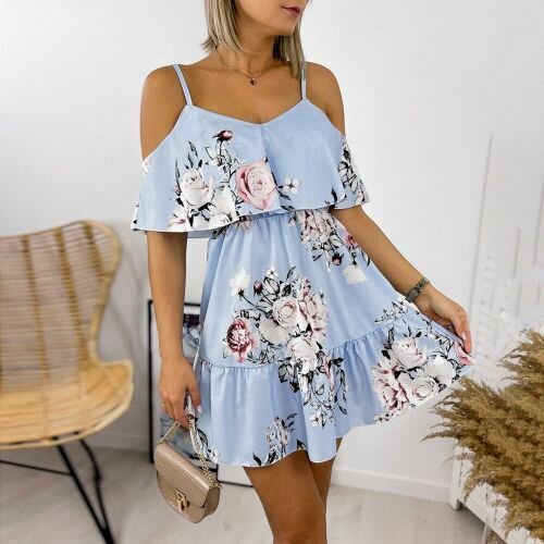 Fashion Ladies Style Elegant Clothes Straight Floral Print V