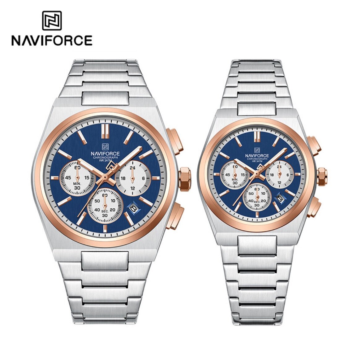 Original Naviforce 8048 couples stainless watch
