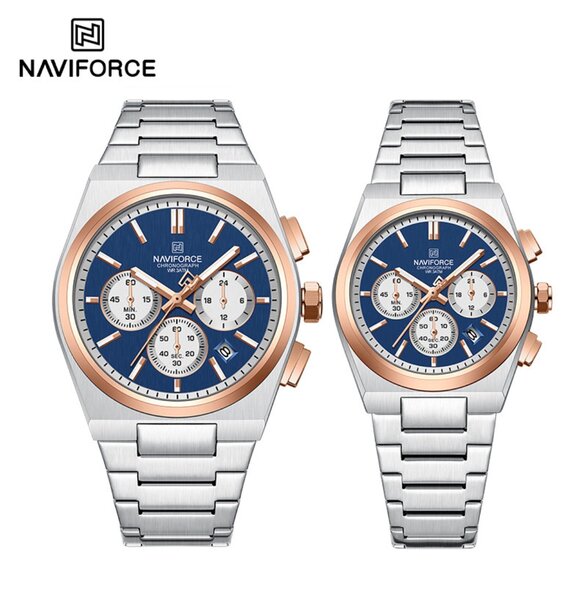 Original Naviforce 8048 couples stainless watch