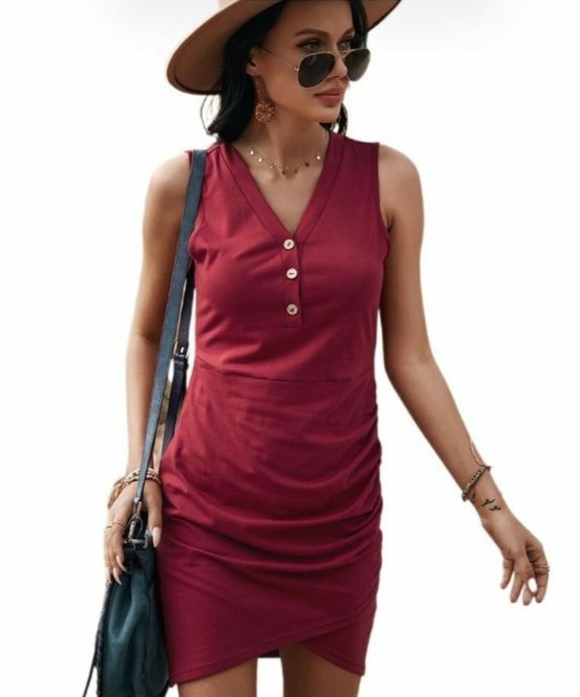 Sleeveless V Neck mini Dress
