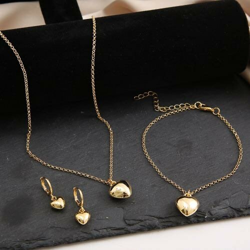 Peach Heart Necklace Set Love Necklace Set Necklace Earrings