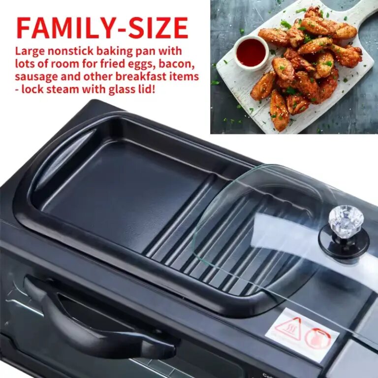 Minmax 3-in-1 Breakfast Maker: Coffee Machine, Oven & Fry Pa