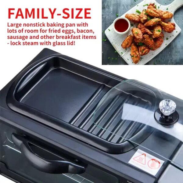 Minmax 3-in-1 Breakfast Maker: Coffee Machine, Oven & Fry Pa