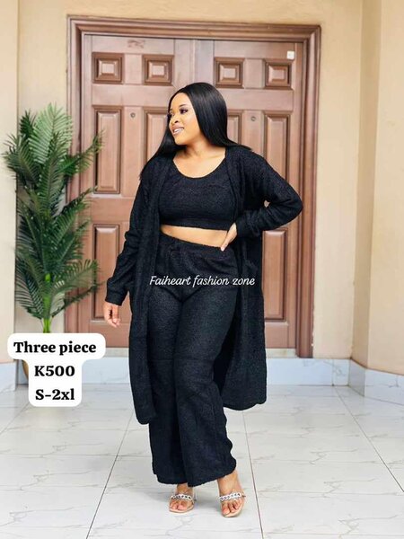 Women's suit, black short sleeveless top, pants and long cape  S-2xl