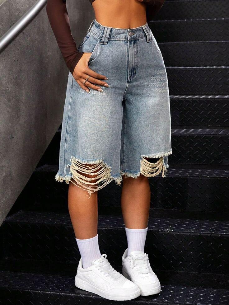 Baggy girls jeans shorts