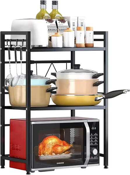 Étagère à micro-ondes ajustable jusqu'à 60cm  2 niveaux