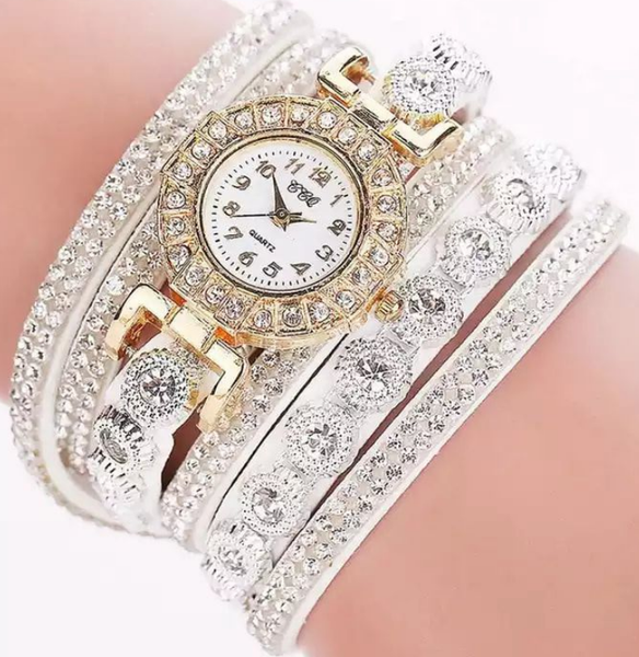 Montre Bracelet De Luxe Pour Femmes, Dames, et Jeunes Demoiselles. BLANC