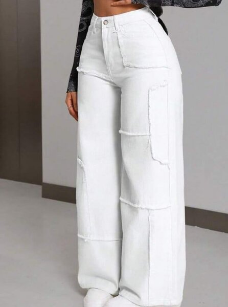 Jean large blanc tendance